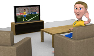 papercraft TV and lounge