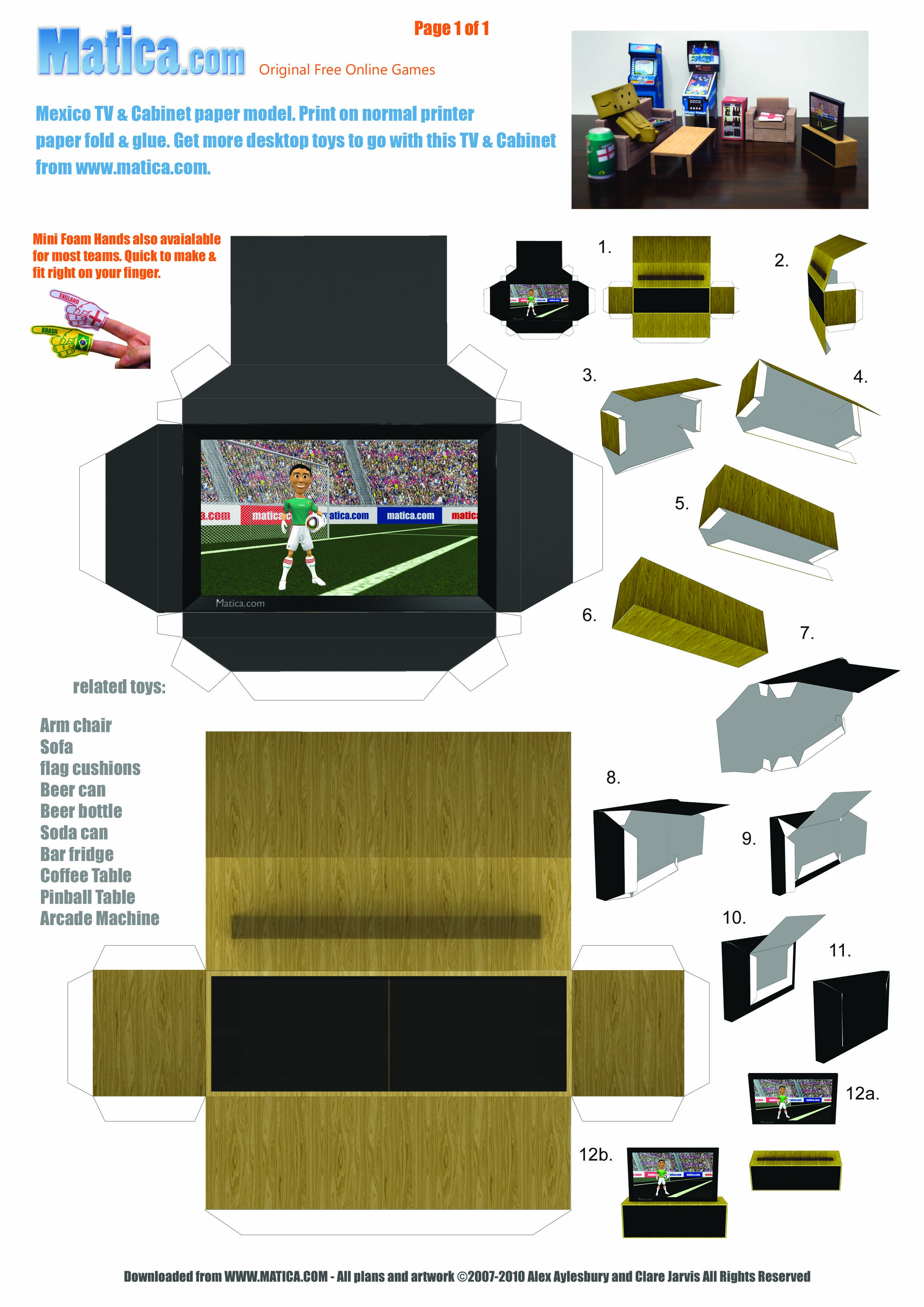 plantilla de tv de papercraft